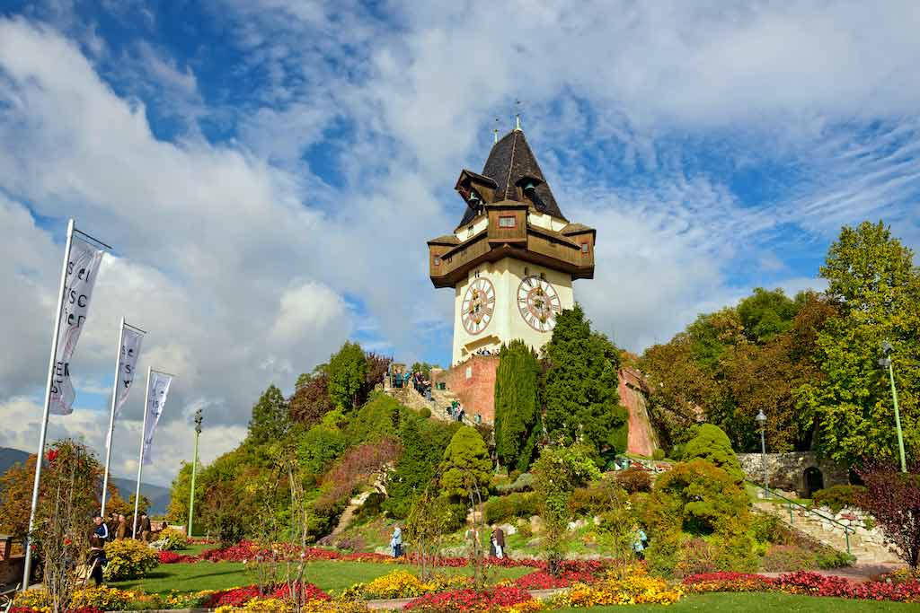 Clock Tower at Schlossberg, Graz - by Balakate - Shutterstock.com
