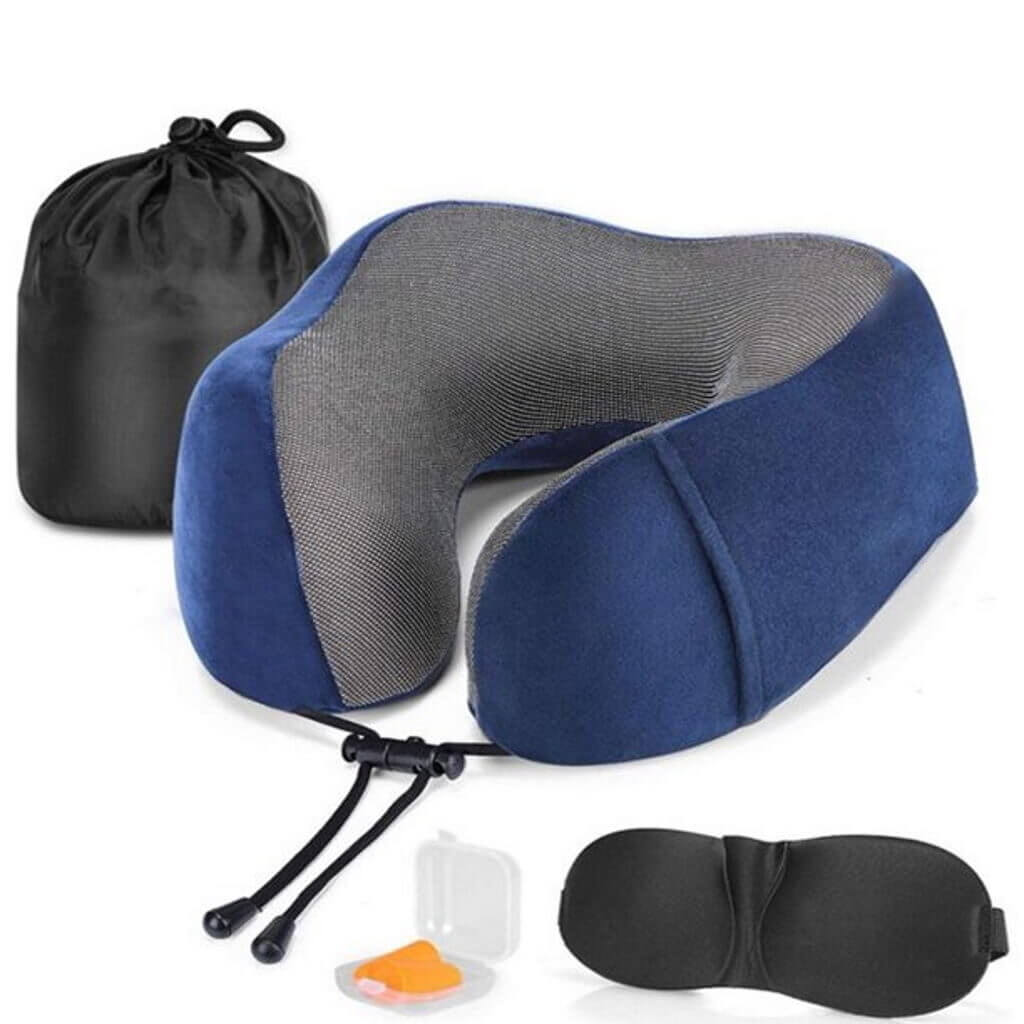 Provides Relief and Support for Travel Neck Pain Extra Carry Bag Memory Foam Neck Roll Extreme Comfort with Plush Velvet Cover PROMIC Travel Pillow Home DVC NP-1 