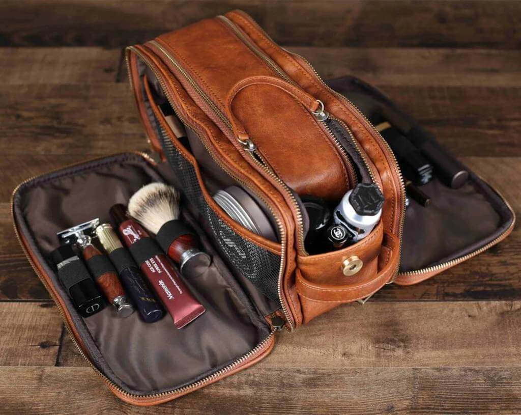 JJLeatherHouse Faux Leather Toiletry Kit - by Etsy