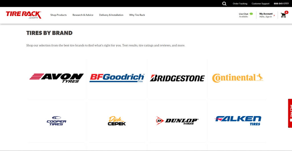 Tire Brands on TireRack by TireRack