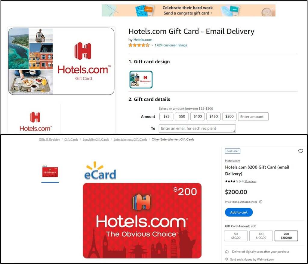 Where to buy gift cards - by Hotels
