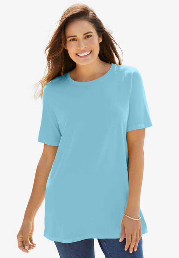 Perfect Short-Sleeve Crewneck Tee - by Woman Within