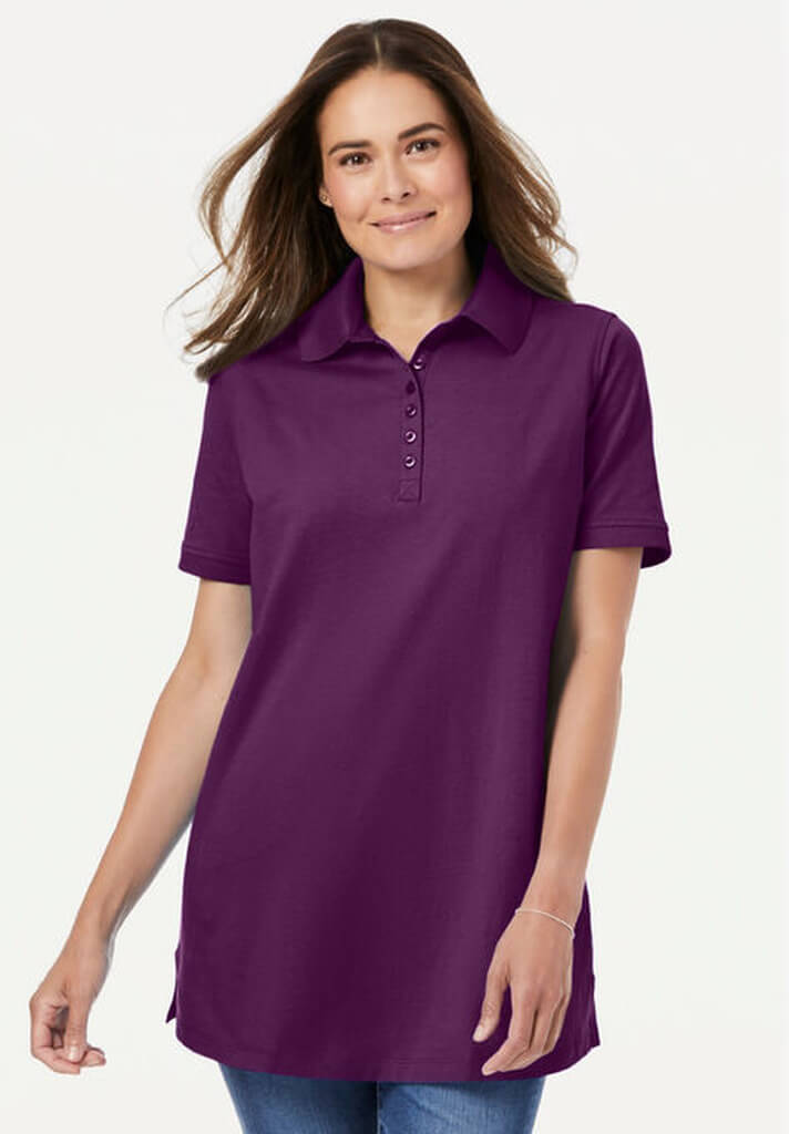 Perfect Short-Sleeve Polo Shirt - by Woman Within