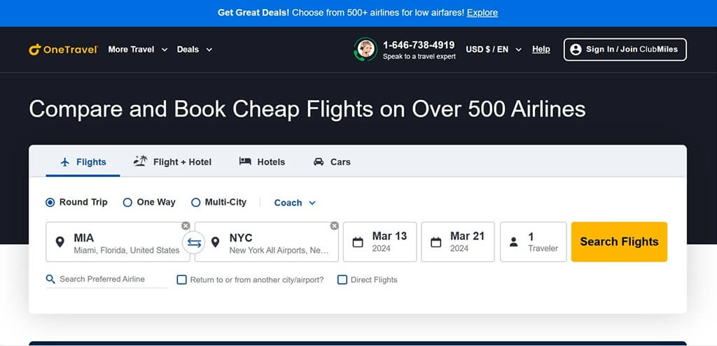 How To Book Flights on OneTravel.com