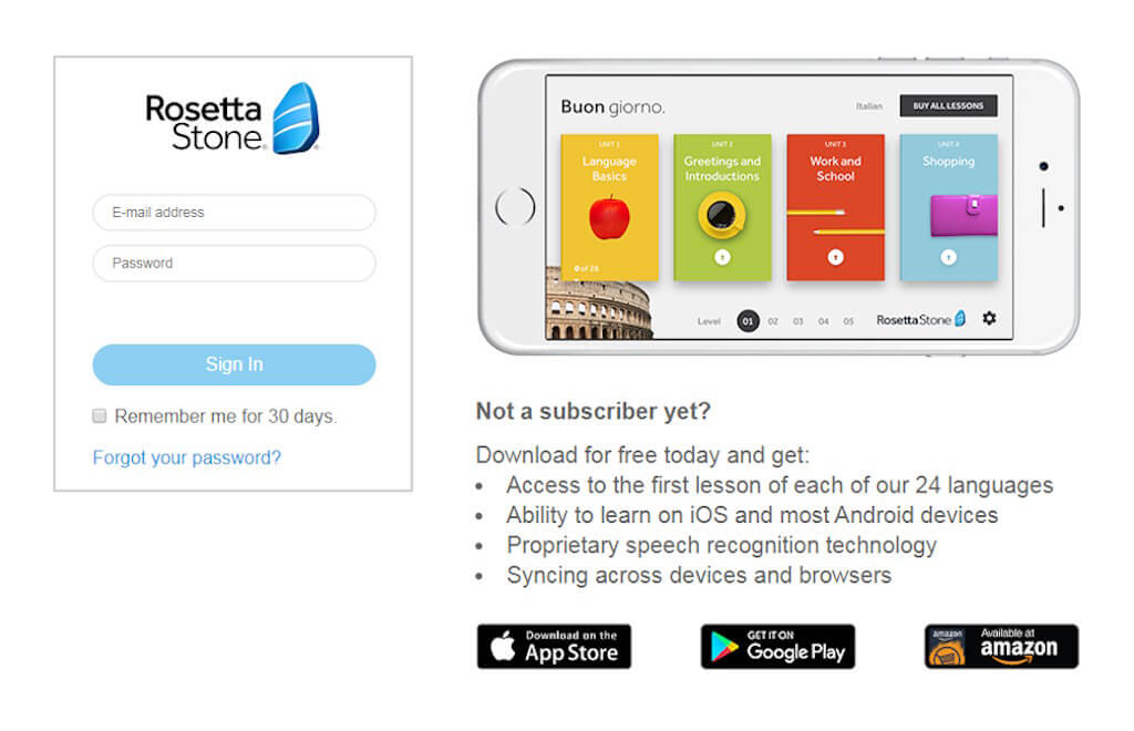 Rosetta Stone's mobile app
