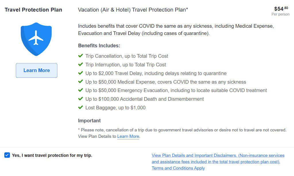 travel protection plan cheapoair