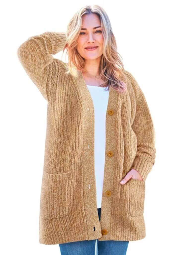 Woman Within Shaker Cardigan - by Amazon