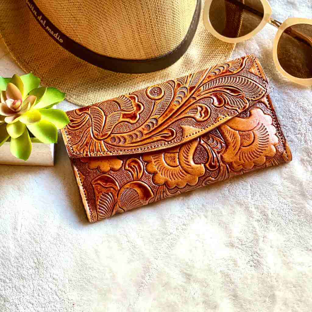 Saly Limon USA Handmade Carved Leather Wallet - by Etsy