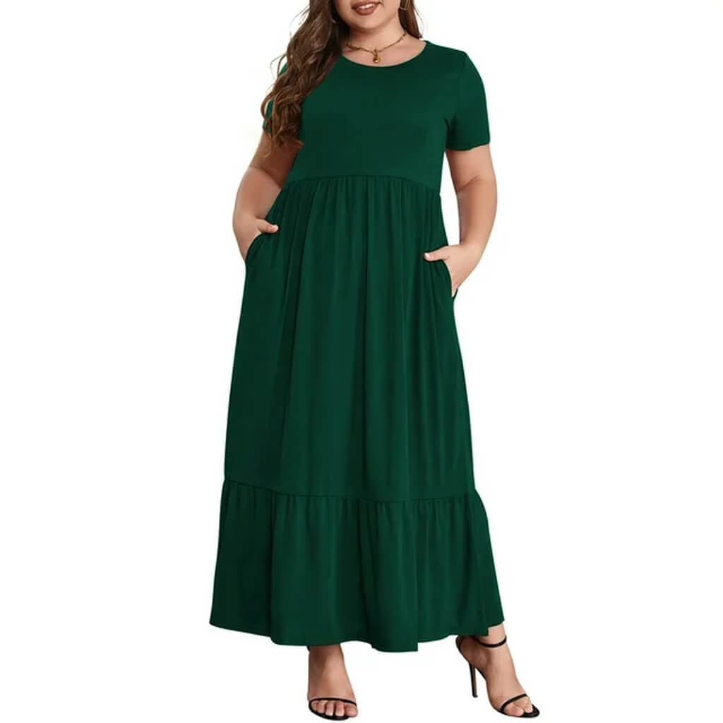 Mengpipi Flowy Tiered Loose Maxi Dress - by Walmart