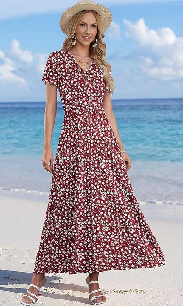 Auselily Short Sleeve Maxi Dress - by Amazon