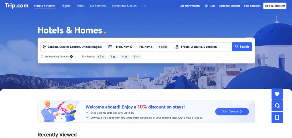 Starting The Hotel Booking Process - by Trip.com