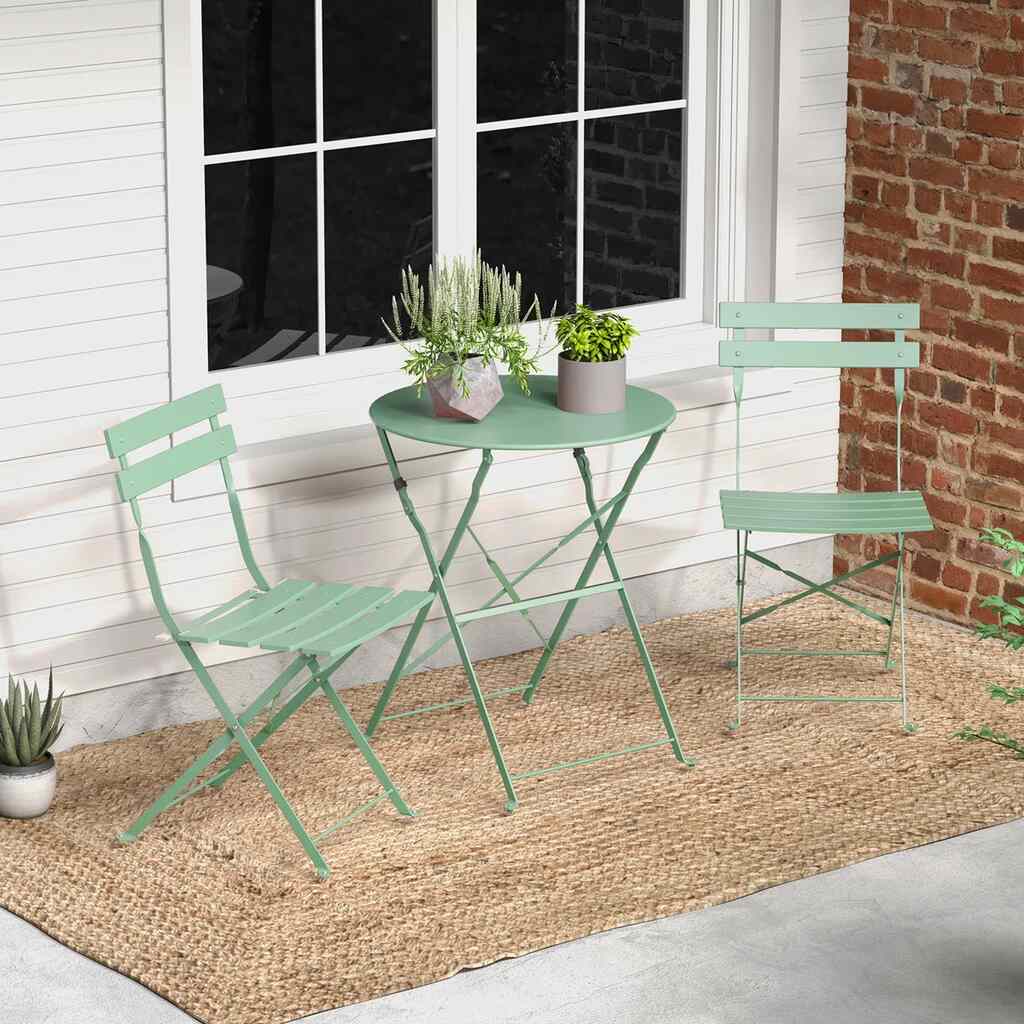 2-Person Metal Patio Dining Set with Round Table - by Wayfair UK