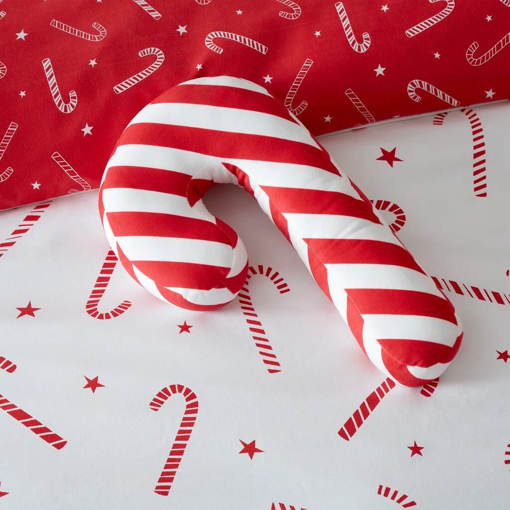 Catherine Lansfield Christmas Candy Cane Fleece Shaped Cushion - by Wayfair