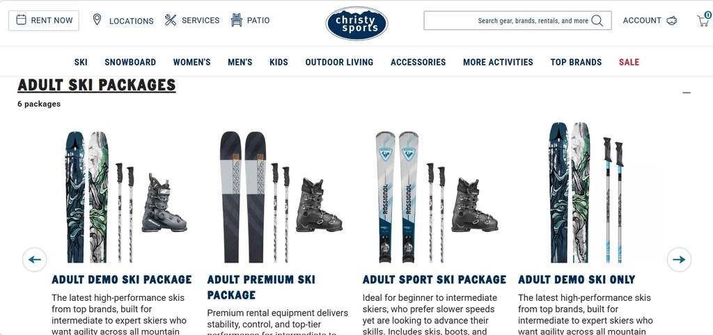 Rental Package Tiers - by Christy Sports