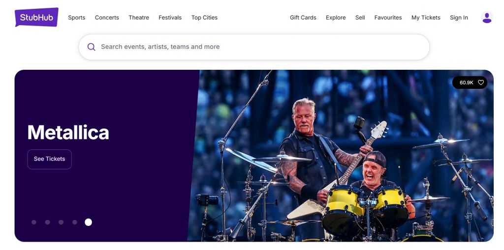 StubHub website - by StubHub